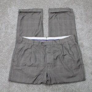 J. Hillburn Dress Pants Mens 36x30 Gray 100% Wool Pleated Cuffed Straight Leg